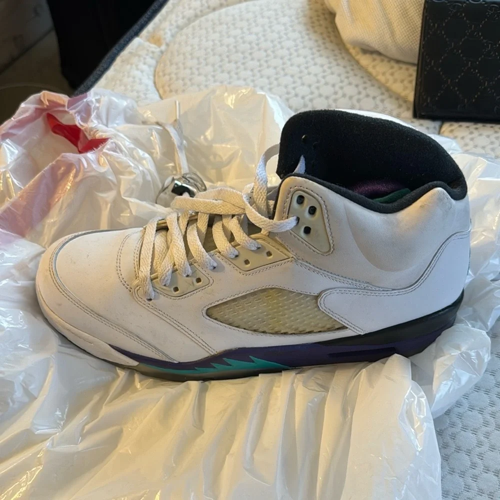 USED LEFT SHOE ONLY!!!!!!!!!! JORDAN 5 GRAPE - Picture 1 of 6